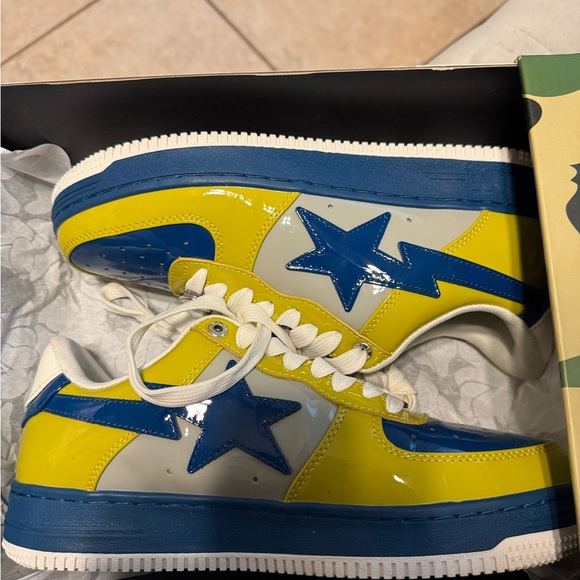 Bape Yellow and Blue Star Sneakers - Picture 1 of 12